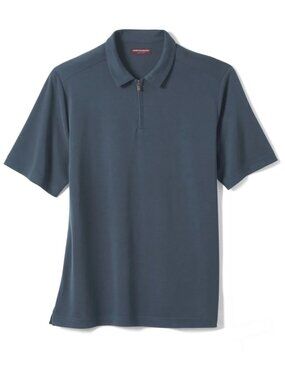Johnston & Murphy Navy Vintage Birdseye Zip Polo/23190